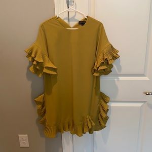 Mustard color ruffle dress